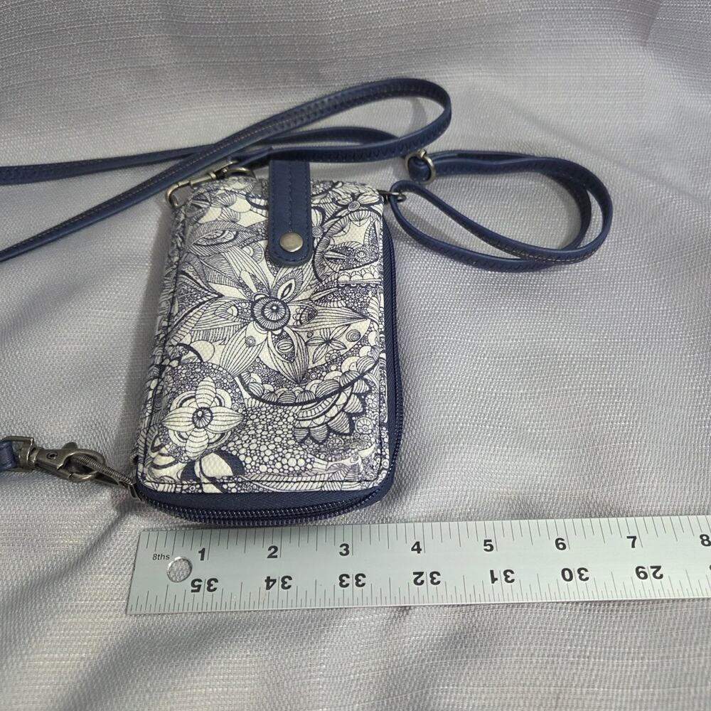 Sakroots wallet Crossbody bag, navy blue/white flowered